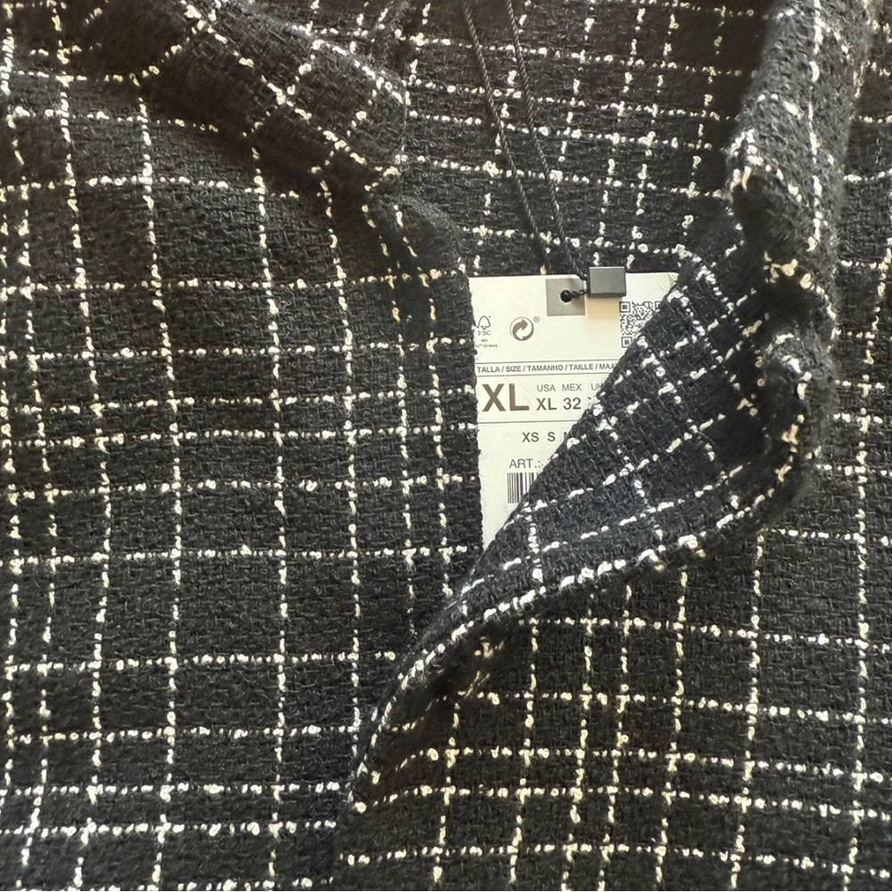 Zara Tweed Puff Sleeve Top & Tailored Black Pants Set XL L NWT Chic Outfit - Picture 3 of 6